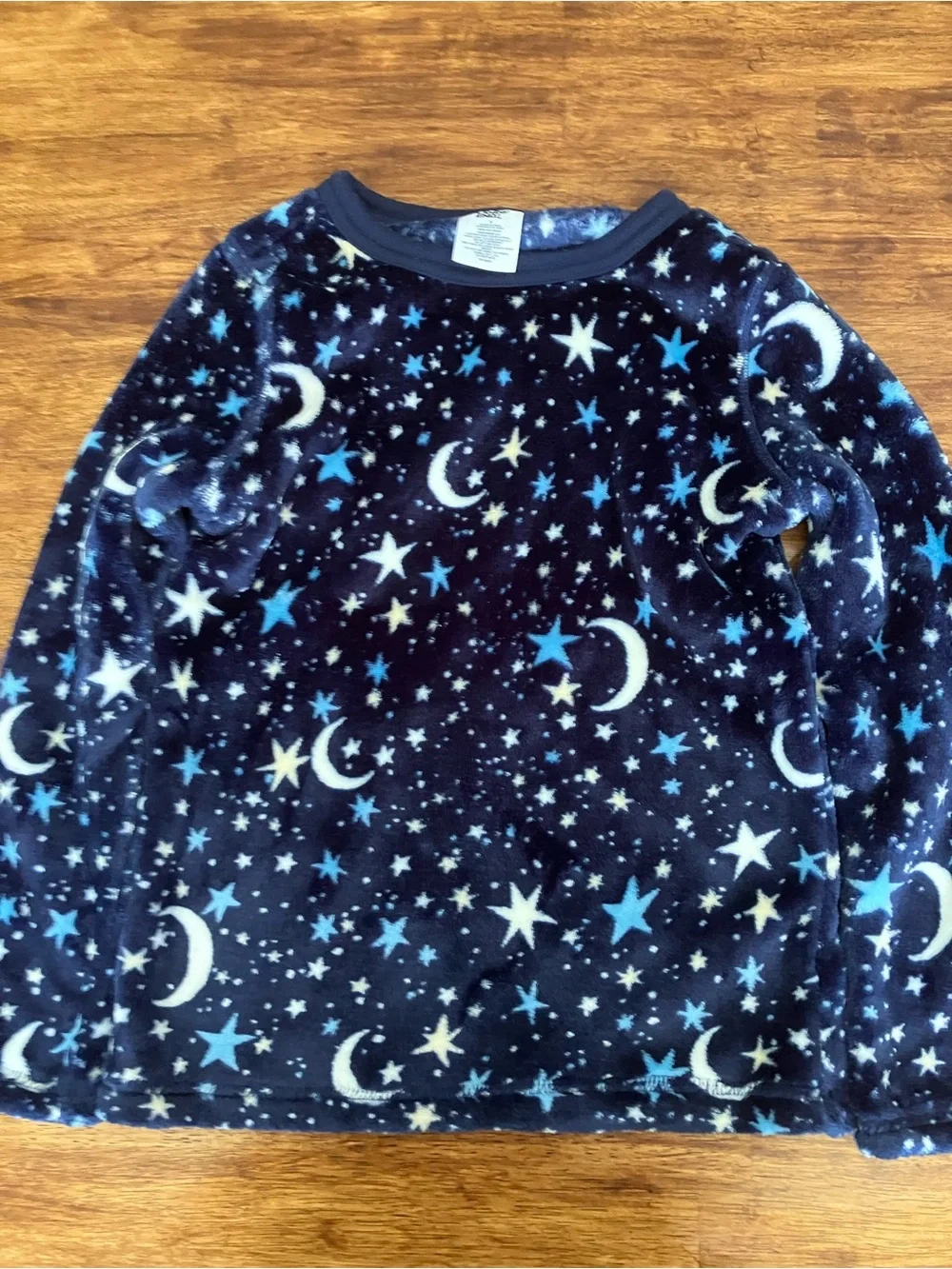 Lands' End Navy Moon & Star Fleece Pajama Set